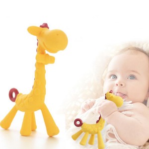 Baby teether wholesale with storage box food-grade silicone baby molar teeth fixator baby giraffe molar rod