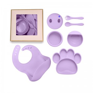 Silicone baby feeding kids dining plate bowl spoon fork bib cup for baby