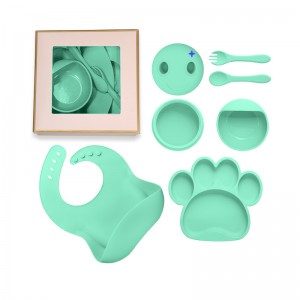 Silicone baby feeding kids dining plate bowl spoon fork bib cup for baby