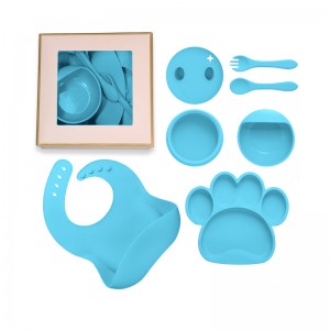 Silicone baby feeding kids dining plate bowl spoon fork bib cup for baby