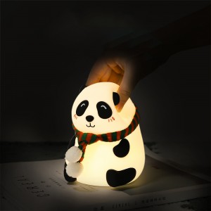 Cartoon Panda Silicone lamp USB Rechargeable colorful pat lamp LED Atmosphere Bedside lamp Feeding lamp gift