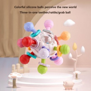 Infant puzzle Manhattan atomic ball baby molar stick soft glue boiled teether hand catch ball children’s toys